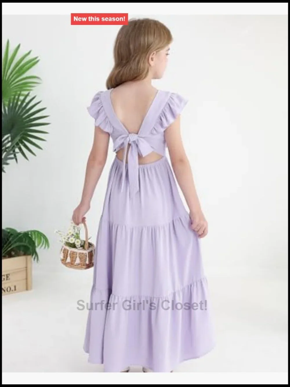 Kids Tie Back Ruffle Sleeve Maxi Dress - Casual Beach